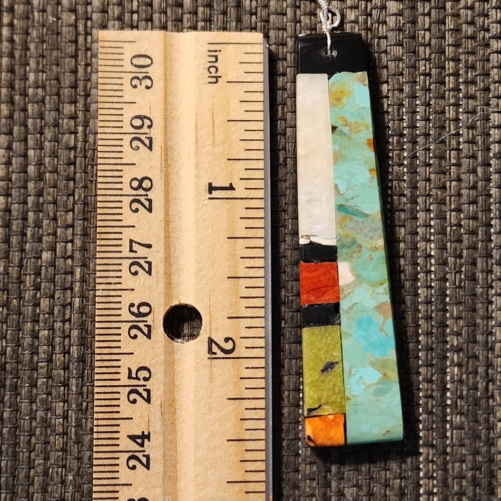 Native American Multi Stone Inlay Earrings - Picture 7 of 9